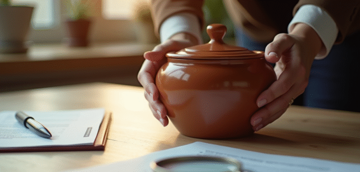 Inspection d une poterie en céramique sous lumière naturelle