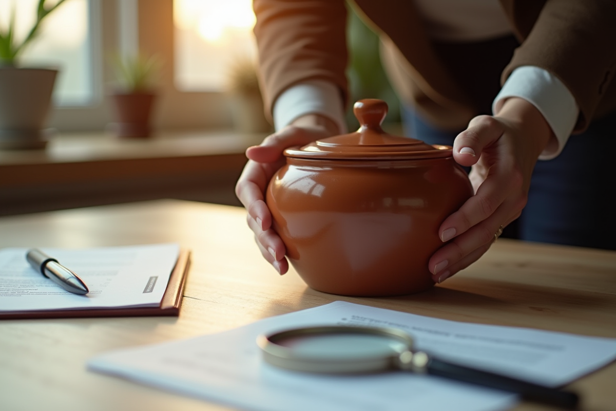 Inspection d une poterie en céramique sous lumière naturelle