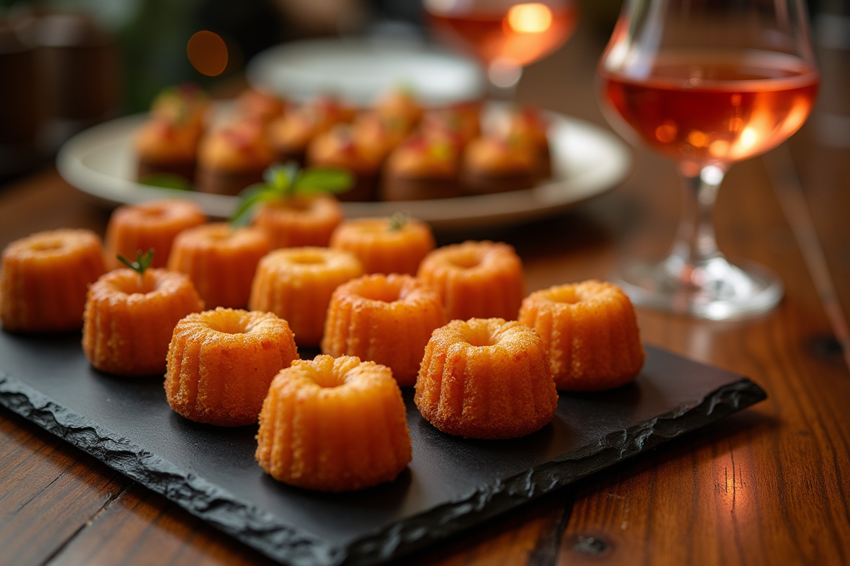 Cannelés au chorizo présentés lors d