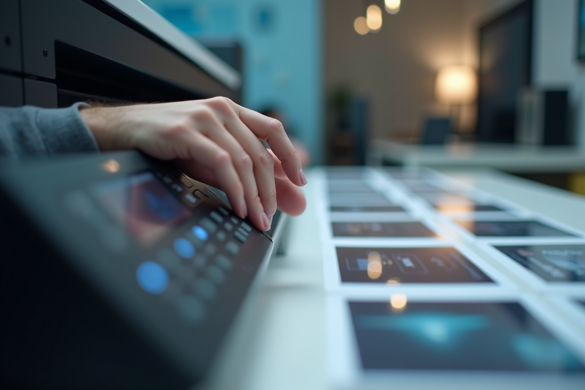 Mains ajustant les paramètres d