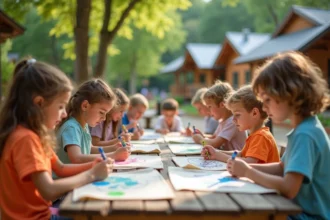 Adolescents profitant d'activités en colonie de vacances personnalisée