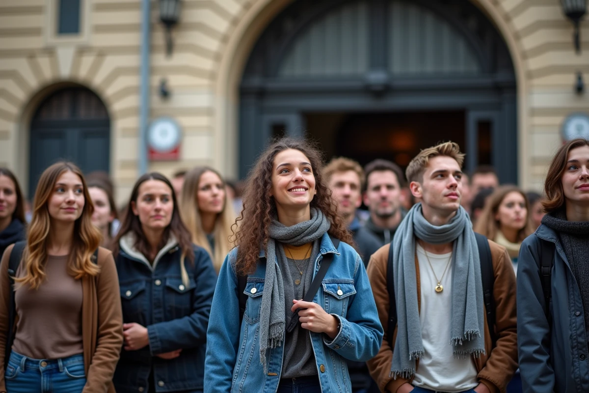 Groupe de fans devant la salle de concert à Lyon