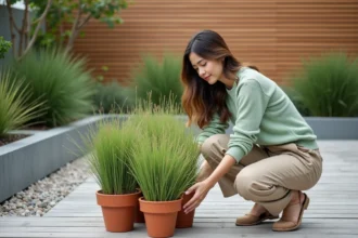 Aménagement de jardin moderne avec espaces de détente et partage
