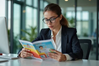 Livret publicitaire présentant des produits d'entreprise et leurs caractéristiques