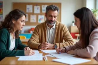 Parents soutenant le développement émotionnel de leurs enfants par une association