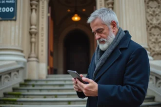 Homme musulman vérifiant prière dans la mosquée de Valenciennes